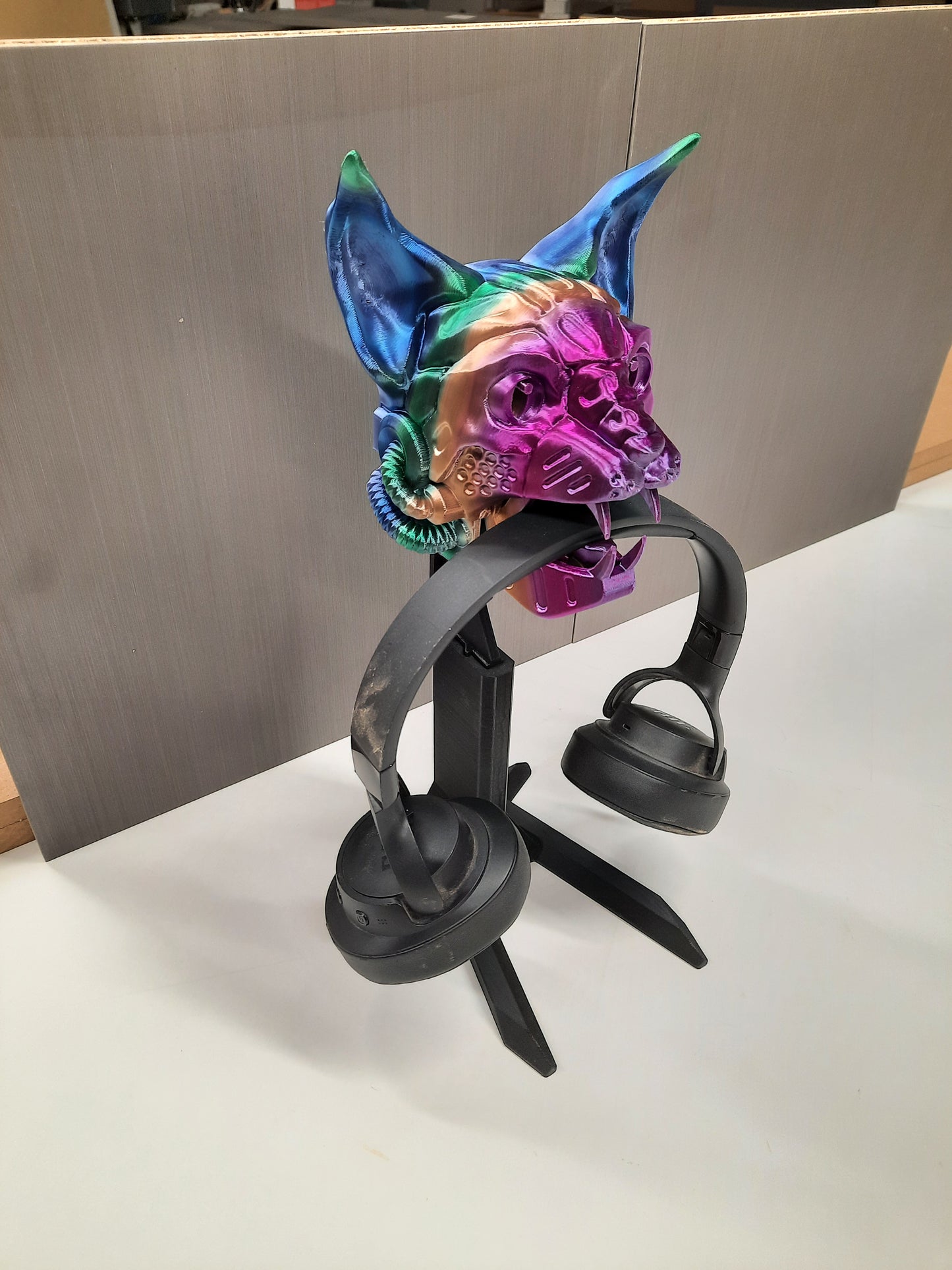 Headphone stand Cyber Cat Robo 3D printed multicolor